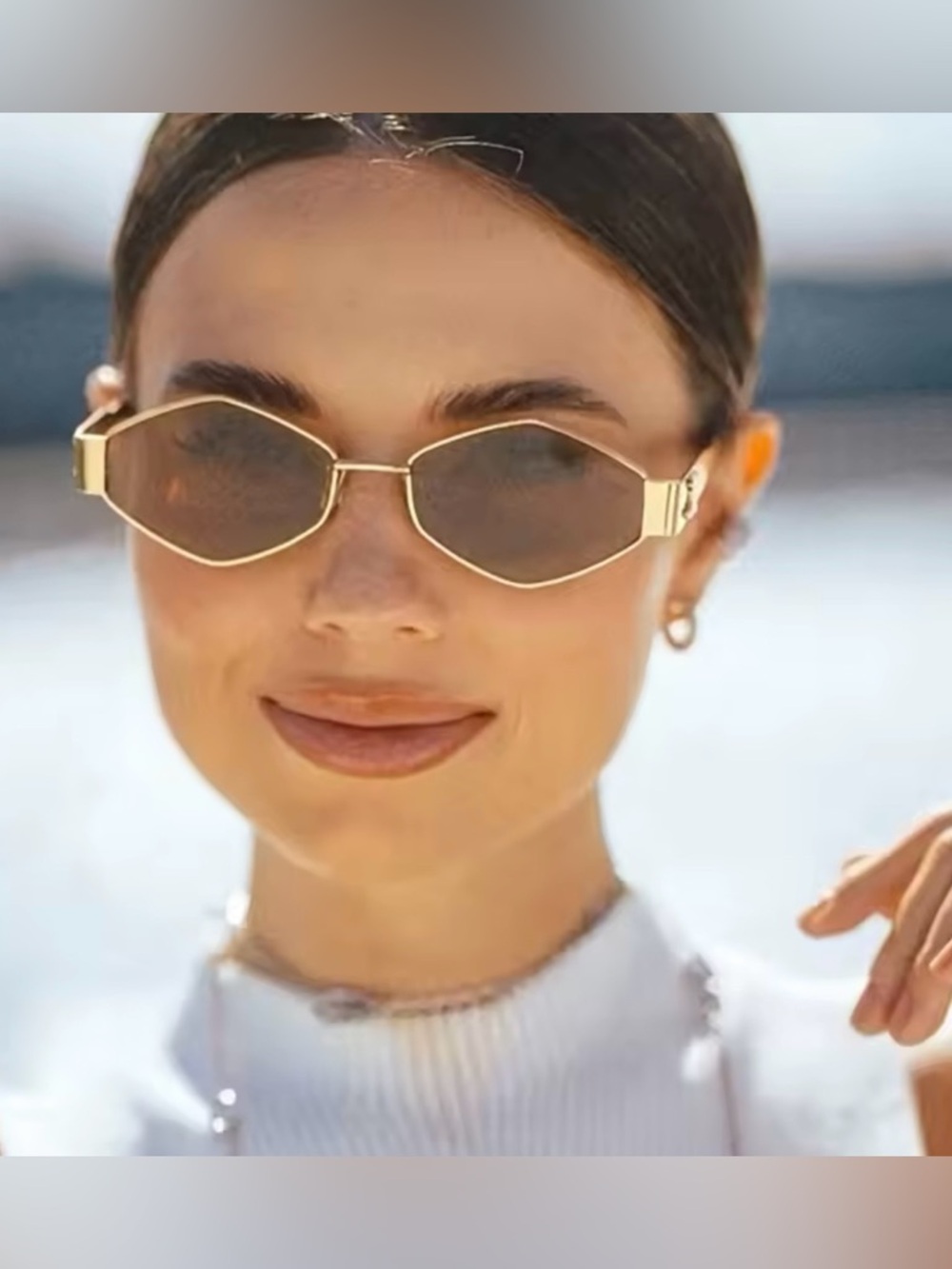 Target Gold Geometric Frame Brown Lens Women's Sunglasses